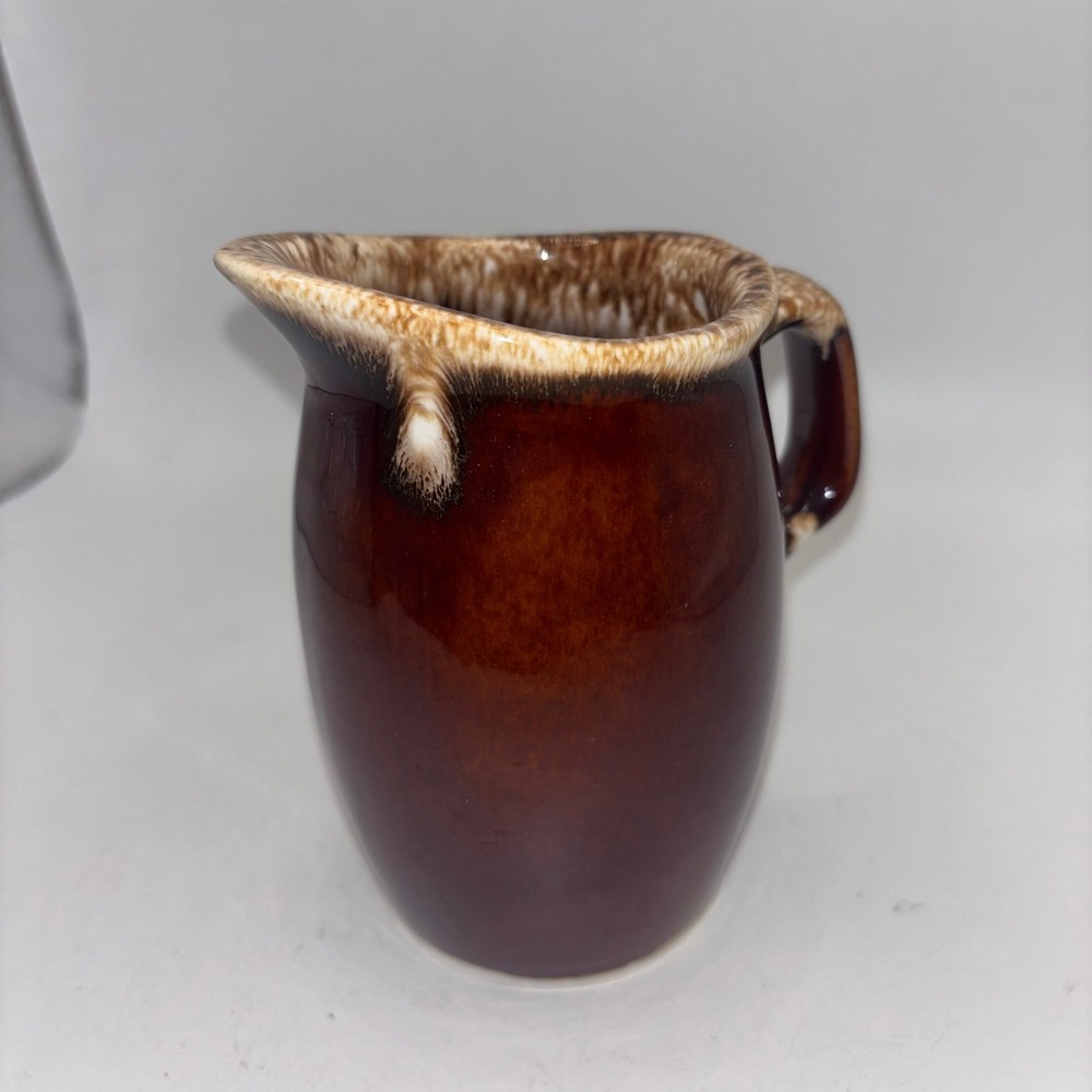 Hull‎ Pottery Mirror Brown Drip Glaze Creamer Small Pitcher Vintage USA MCM